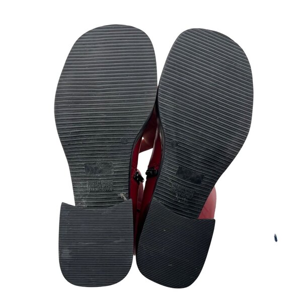 Skechers Somethin Else Red Leather Heeled Ankle Boots Womens Size 9 Side Zipper - Picture 6 of 7